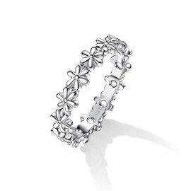 PORMENT 925 Sterling Silver Stackable Rings for Women 14k Gold Plated Daisy Flower Ring Stack Gold Silver Non Tarnish Statement Rings Fashion Wedding Band Sunflower Stacking Ring Size 7 Jewelry Gift