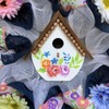 Floral Birdhouse Wreath Handmade Deco Mesh