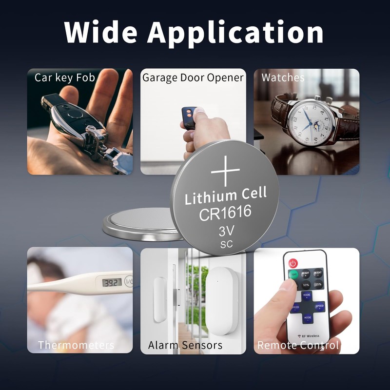 PKCELL 5 Pack CR1616 3V Lithium Battery CR 1616 Battery