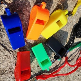 Plastic Referee Whistle Necklace Whistle 5ea