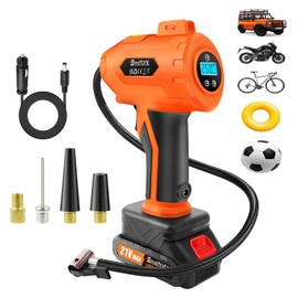 Tire Inflator Portable Air Compressor, 180PSI Cordless Air Pump for Car Tires with Digital Pressure Gauge, 12V DC Auto Pump with LED Light, Wireless Car Tire Inflator for Car, Bike, Motorcycle, Ball