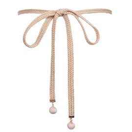 Whakano Women's Braided Waist Belt, Decorative Waist Belt, Dress Belt, Slim Belt, Waist Chain, Chain Belt for Dress, Jeans, Skirt, Long Shirts, 148 cm, Khaki