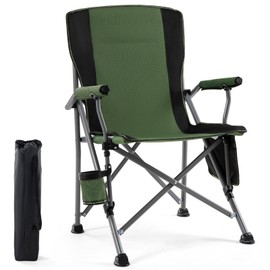 Camping Chair for Adults,Portable Folding Lawn Chair for Outside,Heavy Duty Camping Chair Support up to 330lbs,Collapsible Outdoor Chair with Cup Holder(Green)