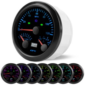WATERWICH 3/8" 85mm 3in1 Tachometer RPM Water Temp Gauge Speedometer 7 Color for Car Boat
