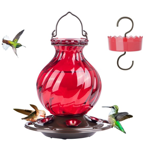 Auslar Hummingbird Feeder, Auslar 26 Ounces Glass Hummingbird Feeders for