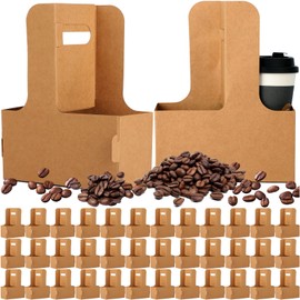 Nuogo 100 Pack 2 Cup Drink Carrier Handled Drink Carrier Drink Holder Disposable Cup Holder Paper Cup Holder with Handle Take out Cup Carriers to Go Coffee Cup Holder for Restaurants Food Delivery