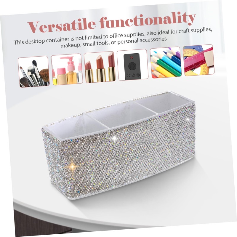 NOLITOY Luxury Bling Makeup Storage Box Compartment Organizer Brush Holder