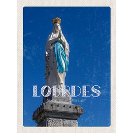 Ontrada Blechschild 20x30cm gewölbt Heiligtum Frau von Lourdes Kirche Deko Geschenk Schild