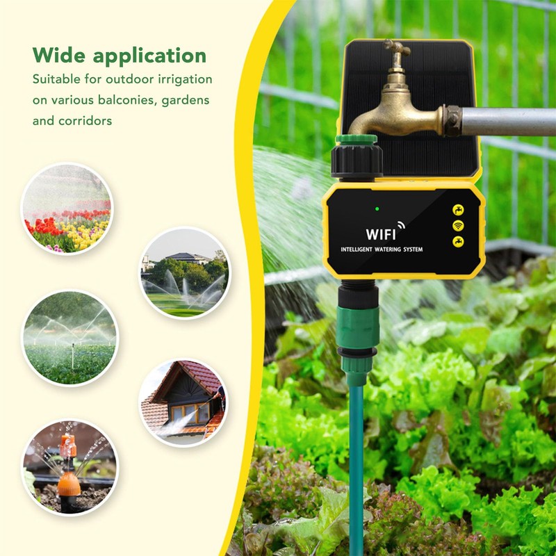WiFi Sprinkler Timer, Solar WiFi Sprinkler Valve Timer for Garden