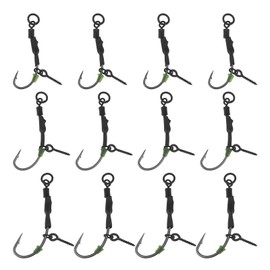 ECSiNG Pack of 12 Screws Swivel Style Hooks Anti Ground Fishing Hooks Carp Fishing Hooks Ronnie Carbon Steel Carp Hooks Beard Carp Hooks