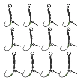 ECSiNG Pack of 12 Screws Swivel Style Hooks Anti Ground Fishing Hooks Carp Fishing Hooks Ronnie Carbon Steel Carp Hooks Beard Carp Hooks