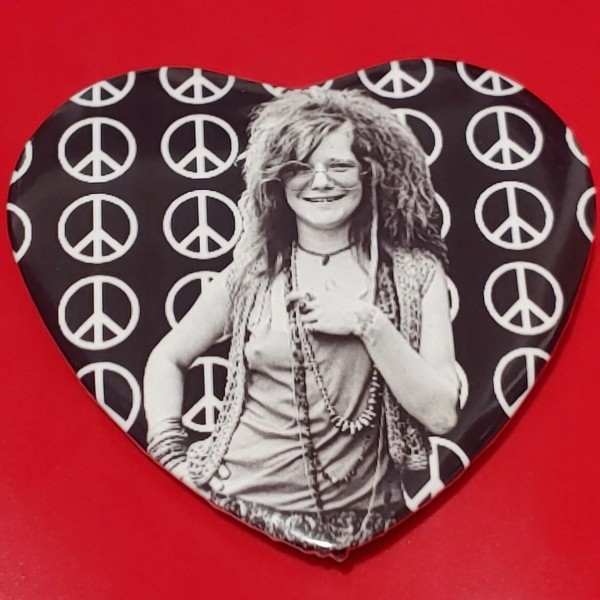 2 1/4 Inch Janis Joplin Heart Pinback Button