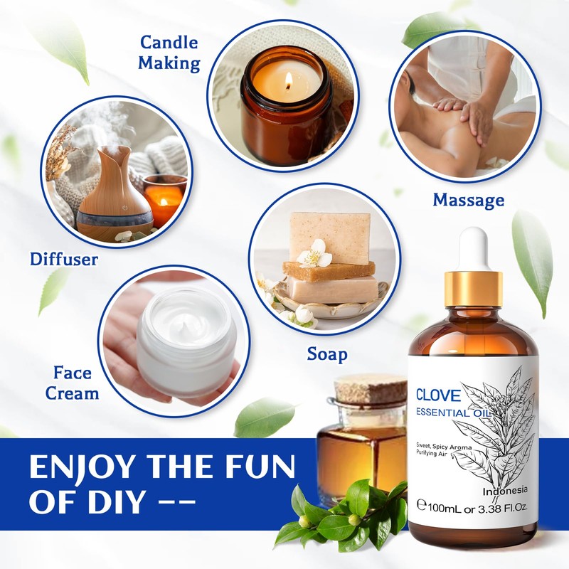 HIQILI 100ML Clove Oil for Teeth and Gums, Tooth Aches,