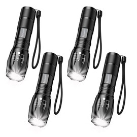 LED Tactical Flashlight Super Bright LED Flashlights Portable Outdoor Water Resistant Torch with 5 Light Modes（4Pack）