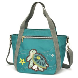 CHALA Venture Mini Carryall - RFID Protected Nylon Bag with Adjustable Crossbody Strap - Turtle A - turquoise