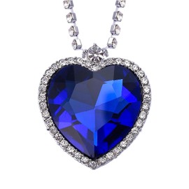 Kim Johanson Women's Necklace "Heart of the Ocean" Stainless Steel with Cubic Zirconia Stones in Jewellery Bag, Stainless Steel, Cubic Zirconia