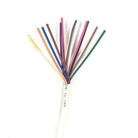 Custom Cable Connection 22 AWG 12 Conductor Stranded Shielded Plenum Cable CL3P White Jacket for Security/Alarm/Access Control/Sound - 100 Foot Roll in a bag