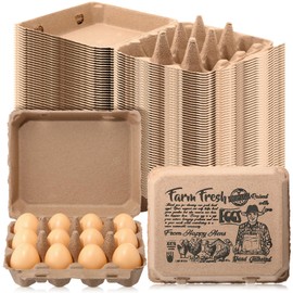 Honeydak 50 Pcs Egg Cartons Bulk 12 Count 3x4 Style Pulp Paper Egg Tray Dozen Reusable Container Holder Storage Box for Supermarkets Fresh Kitchen Vegetable Family Farm Markets