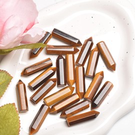 YUEBAYUE 20 PCS Tigers Eye crystal set Natural Gemstones hexagonal Gemstones Wands healing crystal gift