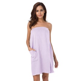 SIORO Women's Terry Cloth Wrap, Knee Length Robe, Soft Body Towel Wrap with Adjustable Closure & Pockets for Bath, Shower, Spa, Gym, Pool & Travel