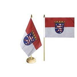 Flaggenfritze® Table Flag Germany Hesse with Lacquered Wooden Base