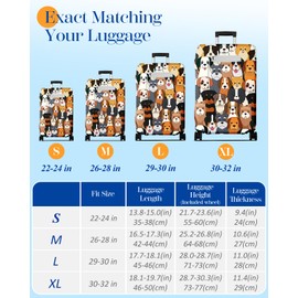 Slohif Luggage Cover for Suitcase Tsa Approved Protector - Cute Dog Luggage Sleeve Large Suit Case Cover Travel Stretch Baggage Case Protective Washable Fit 22-24 Inch