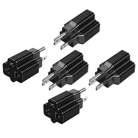 ADCAUDX [5Pack] 15 Amp Household Plug to 20 Amp Adapter Nema 5-15P to 5-20R 5-15P to 6-15R 5-15P to 6-20R Adapter, T-Blade 20Amp to 15Amp AC Power Adapter Converter, 15A 125V to 20A 250V Adapter