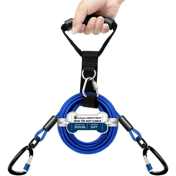 Duckygoo Heavy Duty Dog Tie Out Cable-Dog Leads for Yard