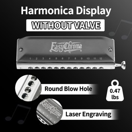 Conjurer Chromatic Harmonica EasyChroma 12 Hole Advanced C Key Mouth Organ for Professionals Beginners Adults as Gift