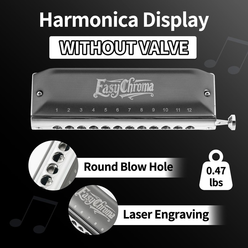 Conjurer Chromatic Harmonica EasyChroma 12 Hole Advanced C Key Mouth