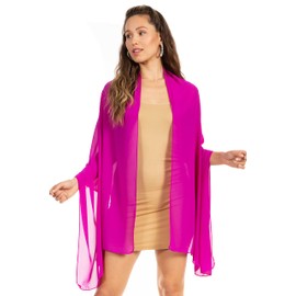 Sakkas 18225 - Jona Women Soft Sheer Chiffon Bridal Wedding Evening Scarf Shawl Wrap Stole - Fuchsia - 7029