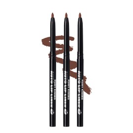 Ruby Kisses Auto Lip Liner Pencil, Long Lasting & Non-Fading, Smooth Application, Non-Feathering with Rich Color, No Sharpener Needed, Ideal for Full Lips Look (Brown) (3 PACK)