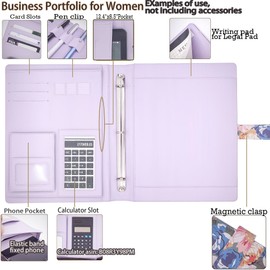 LOSOPHY Portfolio Binder Three Ring Binder 1 inch,Leather Padfolio Binder - Organizer Document - Office Binder Organizer for Women. (10"x13", 1 inch Three Ring Binder, Floral)