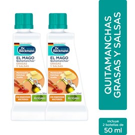 Dr. Beckmann, El Mago Quitamanchas Grasas y Salsas, Elimina Manchas de Aceite de Cocina, Mantequilla, Cátsup, Calidad Alemana, 2 Botellas de 50 ml