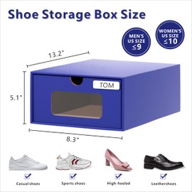 Ceptcher Shoe Storage Organizer, 12 Pack, Sneaker Containers, Stack-able Cardboard Boxes, with Marking Labels, Transparent Window, Toy Storage Organizer Bins for Entryway, Closet, Under Bed