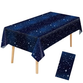 YXHZVON Space Tablecloth Children's Blue Space Table Decoration Rectangular Waterproof Tablecloths Birthday Decoration for Party Space Theme Birthday Anniversary (274 x 137 cm)