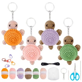 WEBEEDY 4 Sets Crochet Kit for Beginners,Animal Easy DIY Learn to Crochet Kit Beginner Knitting Kit for Adults with Step-by-Step Video Tutorials and Colorful Yarns,Hook,Accessories(Sea Turtles)