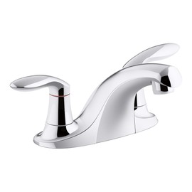 Kohler K-15240-4NDRA-CP Coralais Two-Handle Centerset Bathroom Sink Faucet with 0.5 Gpm Vandal-Resistant Aerator & Red/Blue Indicator, Without Drain, Polished Chrome