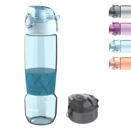 Zweikell Trinkflasche Tritan Wasserflasche BPA Frei, Bruchfestes und Auslaufsicher, Silikon rutschfeste Ideal für Sport, Fitness und Diät, Farbe, Flaschentyp ohne Pipette ml 650, Blau