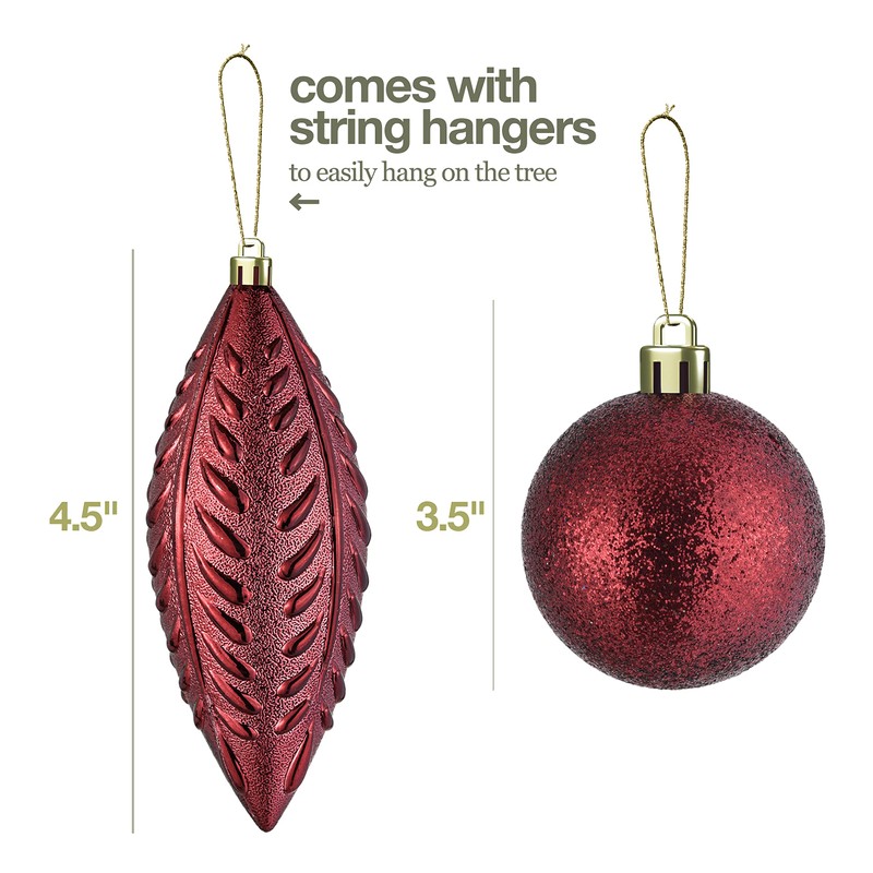 Prextex Christmas Ball Ornaments for Christmas Decorations (Wine Red) |