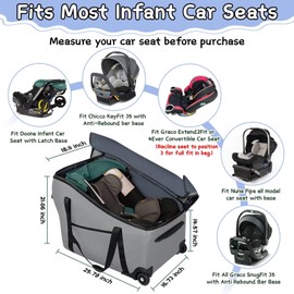 SCTEL Car Seat Bags for Air Travel Fit Chicco Keyfit 35 and Anti-rebound Bar Base, Fit Doona Car Seat Stroller and Base, Nuna Pipa Travel Bag, Infant Car Seat Bag, Doona Travel Bag