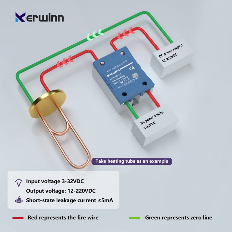 KERWINN Solid State Relay DC to DC 60A Input 3-32VDC