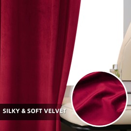 Guibaf Christmas Red Velvet Curtains 92 inches Long Grommet Blackout Curtains for Bedroom Light Blocking Thermal Insulation Drapes Set of 2 Panels 52”x 92”