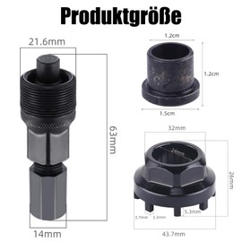 Bicycle Lock Ring Tool, Bicycle Crank Puller, 42 mm Black Bottom Bracket Tool with Crank Puller, 8 Teeth Bottom Bracket Tool and Removable Cap, Crank Puller Universal for Bicycle Repair