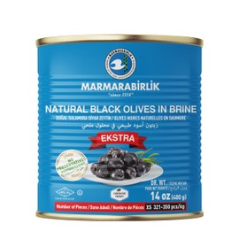 Marmarabirlik, Black Olives Canned, Turkish Olive Pickled Brine, Gourmet Mediterranean Flavor, Food, Salads & Breakfast, Healthy Snack Olives, Vegan, Kosher, Halal, Small, 14 oz (400g)