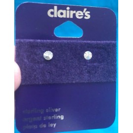 Claire’s One Cute Pair Of Claire's Sterling Silver Round Silvertone Pierced Earrings New