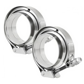 Elifecenter 2 Pack 3 inch Exhaust V Clamps Stainless Steel with ID 3" Male Female Flanges v-band Clamp Quick Release Latch Bolt
