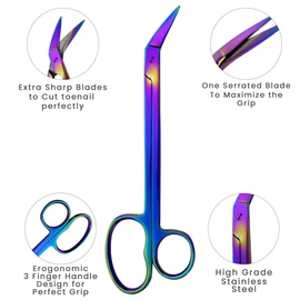 Long Handled Toenail Clippers for Thick Nails, 7.5" Angled Tip Long Handled Nail Scissors for Toenails, Heavy Duty long handled Toenail Scissors for Thick Nails, Podiatry Tools for Elderly, Back Pain