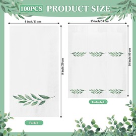 Fullhawl 100 Pcs Greenery Eucalyptus Disposable Napkins Eucalyptus Leaf Guest Napkins Hand Towels Green Leaves Decorative Dinner Luncheon Cocktail Paper for Bathroom Wedding Baby Shower Supplies Decor