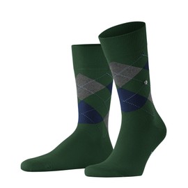 Burlington Men's King Socks Breathable Sustainable Organic Cotton Reinforced Men's Socks Flat Seam for Pressure Free Toe Fashionable Argyle for Business Everyday 1 Pair, Green Eucalyptus 7502
